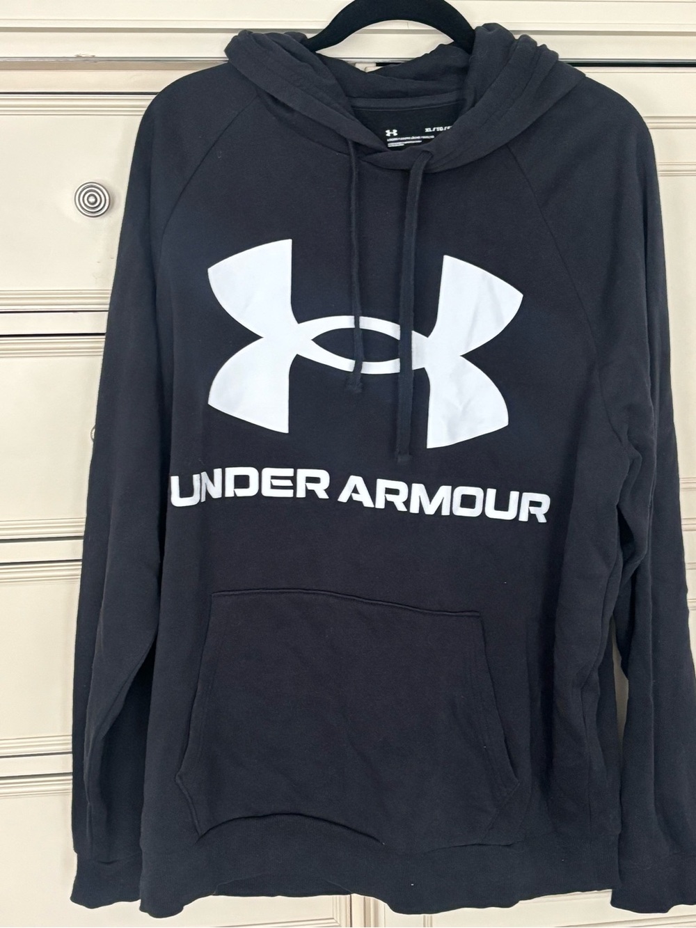 Under Armour Black Hoodie with White Logo and Text